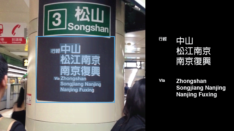 台北捷運的指標常常有全都擠在一起的情形。其實只要取出間距（右），看起來就會整齊很多